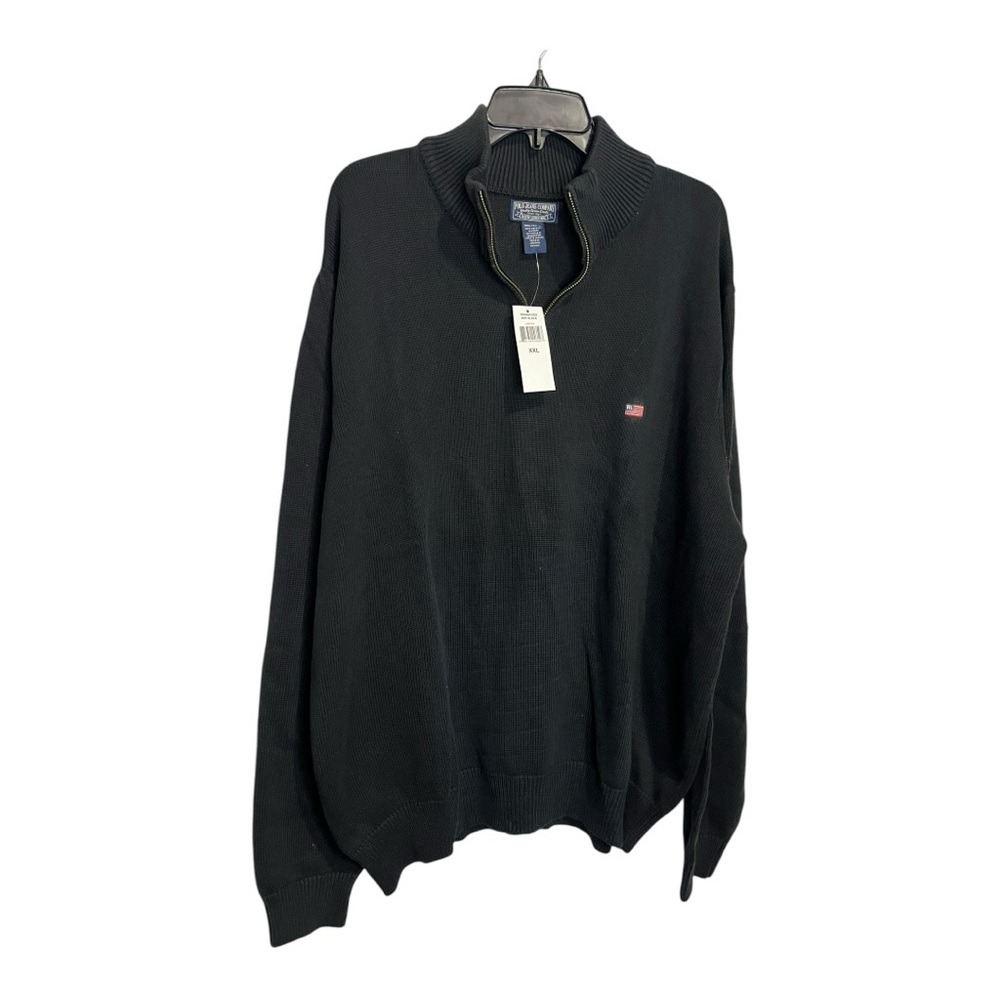 NWT VTG Polo Jeans Co by Ralph Lauren Black Men's Quarter Zip Sweater